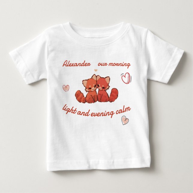 Red Panda Baby Tee – Custom Name (Framsida)
