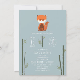 Red Panda Bamboo Blue Boy Shower-inbjudan Inbjudningar