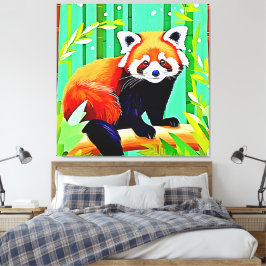 Red Panda Bamboo Forest Canvastryck