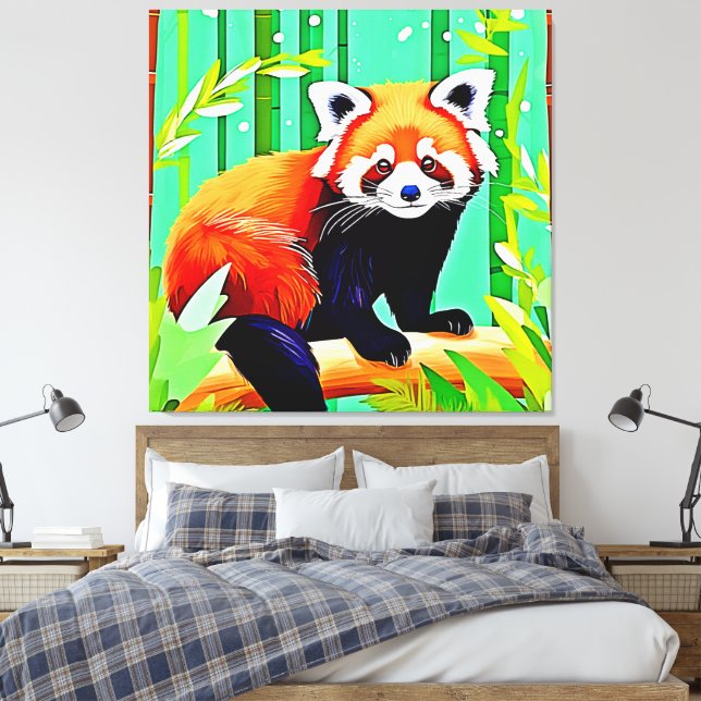 Red Panda Bamboo Forest Canvastryck (Insitu (sovrum))