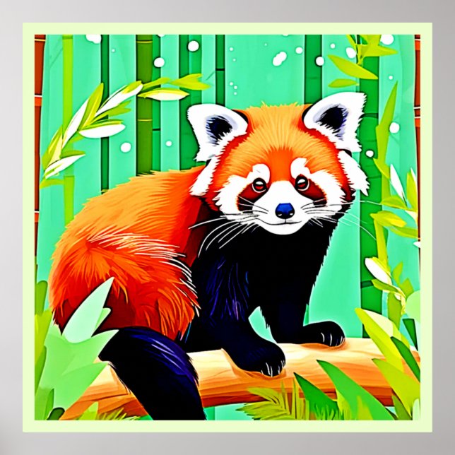 Red Panda Bamboo Forest Poster (Framsidan)