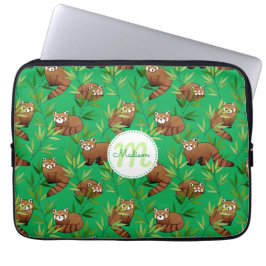 Red Panda & Bamboo Löv Mönster Laptop Sleeve
