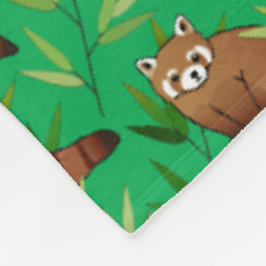 Red Panda & Bamboo Löv Mönster & Monogram Fleecefilt