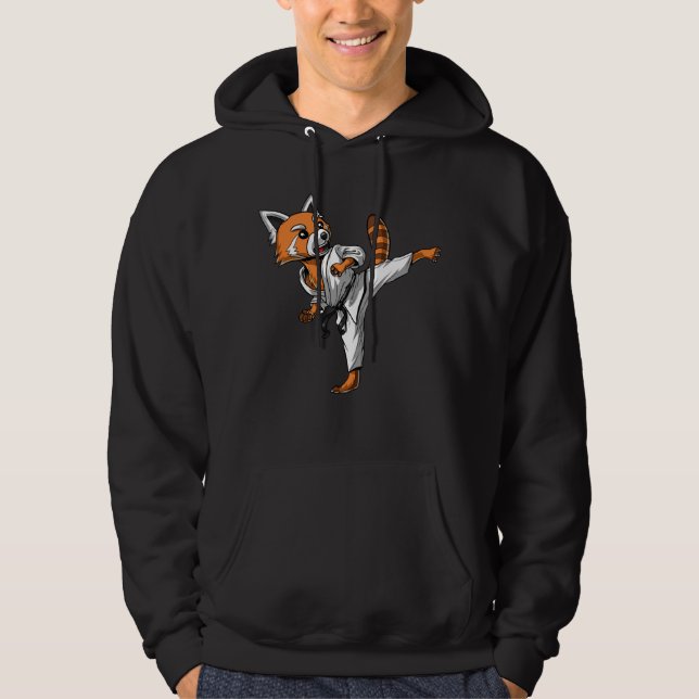 Red Panda Bear Karate Hoodie (Framsida)