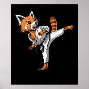 Red Panda Bear Karate Poster