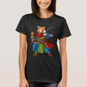 Red Panda Bear Ninja Samurai Warrior Funny Kung fu T Shirt