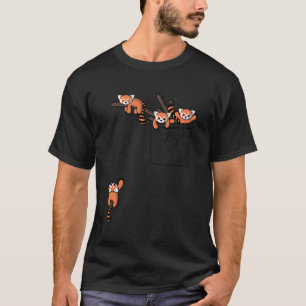 Red Panda Bear Pocket T Shirt
