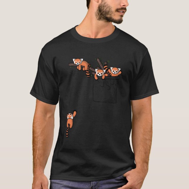 Red Panda Bear Pocket T Shirt (Framsida)
