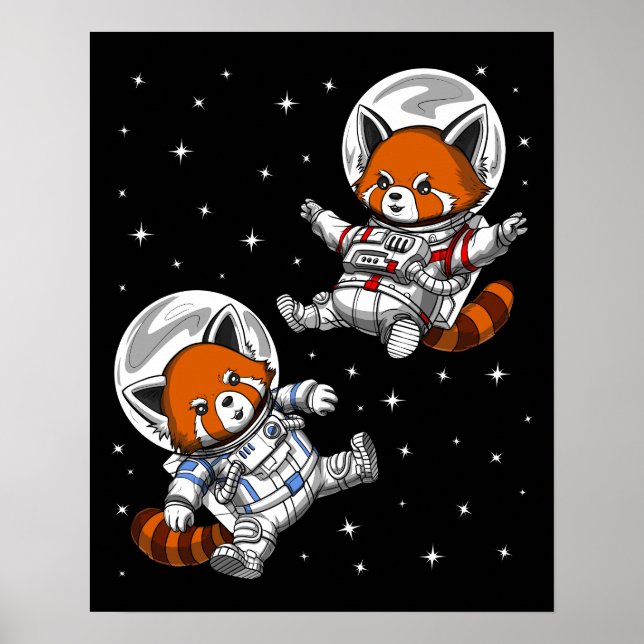 Red Panda Bear Space Astronaut Poster (Framsidan)