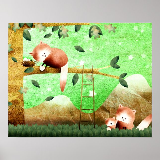 Red Panda-berget - poster utskrift (Framsidan)