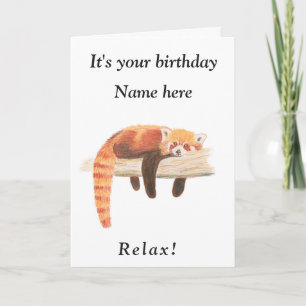 Red Panda Birdday Card - söt födelsedagsbil Kort
