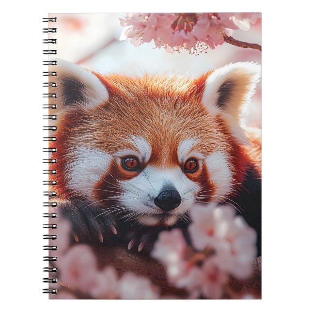Red Panda Bland Cherry-Blommar Anteckningsbok (Framsidan)