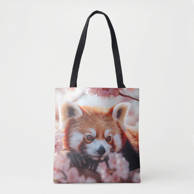 Red Panda Bland Cherry-Blommar Tygkasse (Framsida)