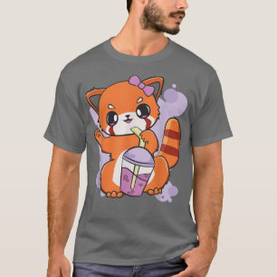Red Panda Boba Tea Bubble Otaku Anime T Shirt