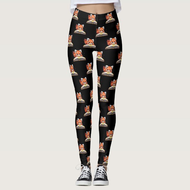 Red Panda Bok Älskare Leggings (Framsida)
