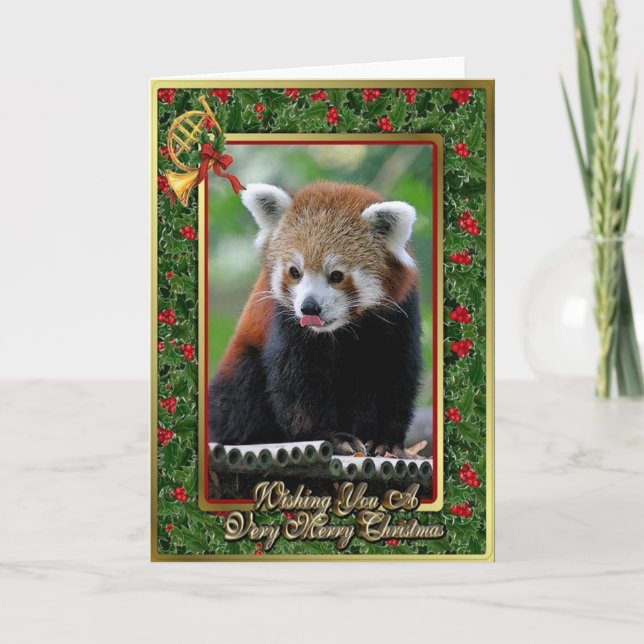 Red Panda Chinese Blank jul Card Helgkort (Framsida)