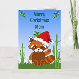 Red Panda Christmas Folded Greeting Card Kort