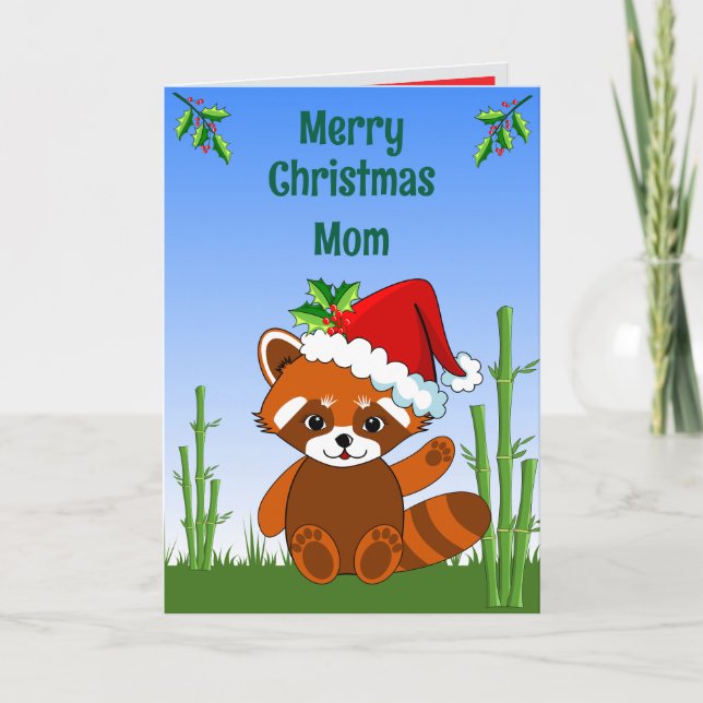 Red Panda Christmas Folded Greeting Card Kort (Framsida)