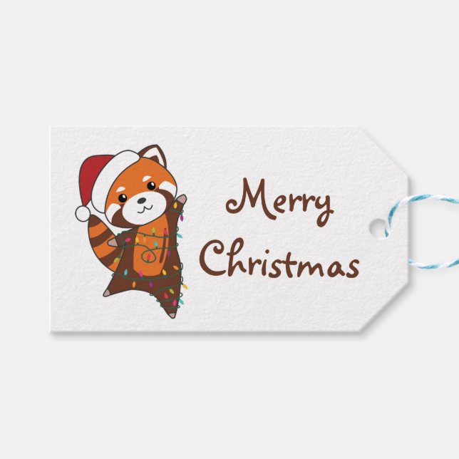 Red Panda Christmas Snow Winter Animals Pandas Tru Presentetikett (Framsidan (Horisontell))
