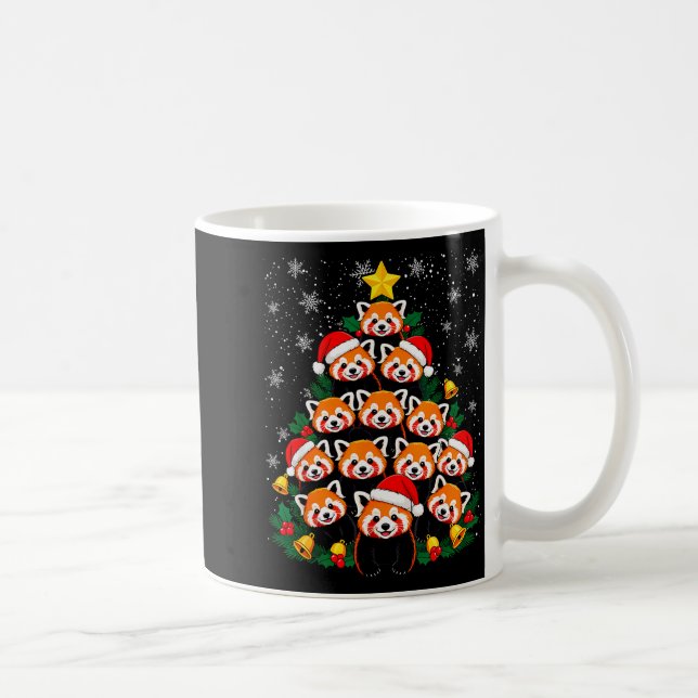 Red Panda Christmas Tree Funny Animal  Kaffemugg (Höger)