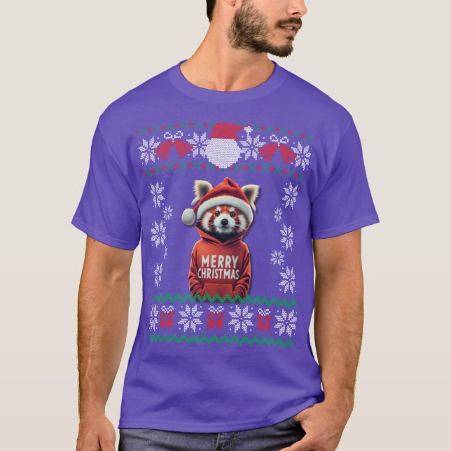 Red Panda Christmas Ugly Design Merry Xmas family T Shirt (Framsida)