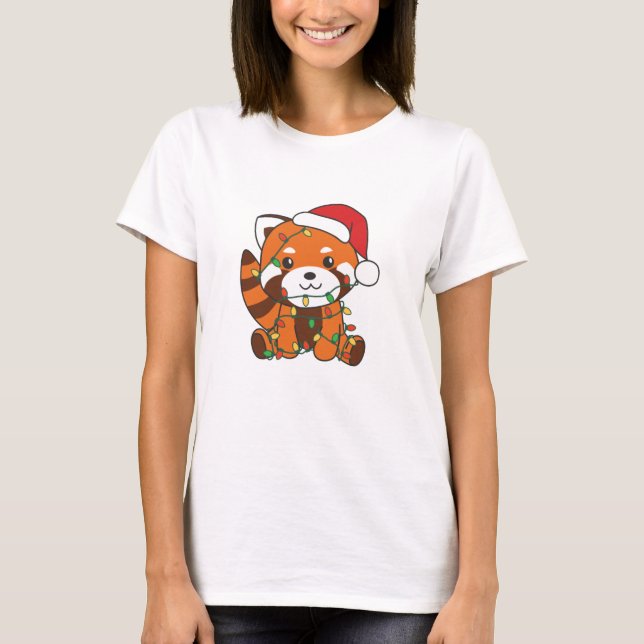 Red Panda Christmas Winter Animals Red Pandas T Shirt (Framsida)