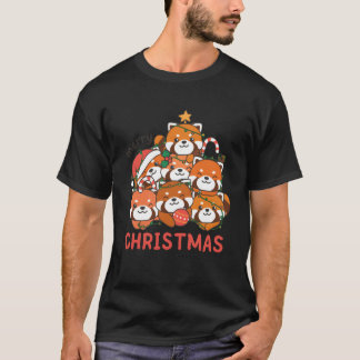 Red Panda Christmasree God jul lustig T Shirt