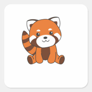 Red Panda Cute Animals För barn Kawaii Fyrkantigt Klistermärke