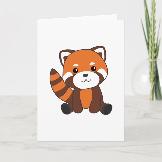 Red Panda Cute Animals För barn Kawaii Kort (Framsida)