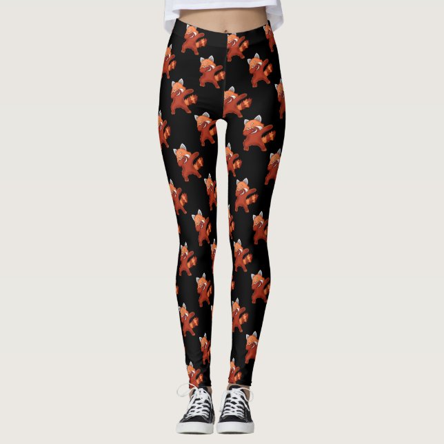 Red Panda Dabbing Leggings (Framsida)
