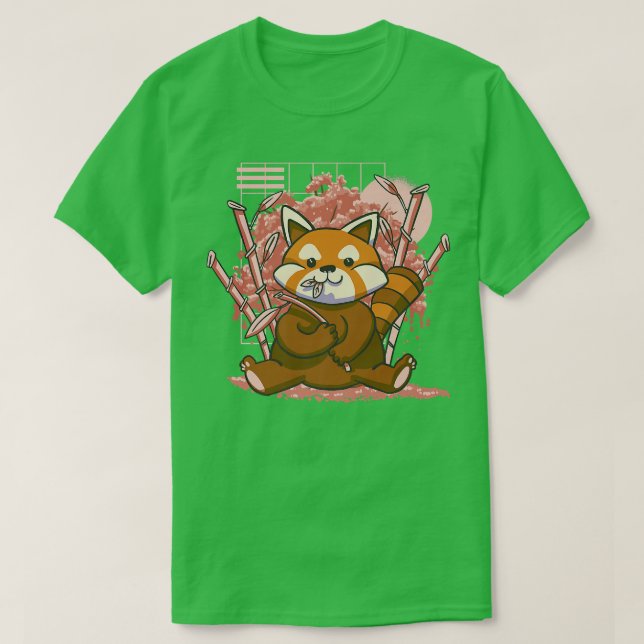 Red Panda Day Cherry Blommars Bloom Rosa Sakura Ba T Shirt (Design framsida)