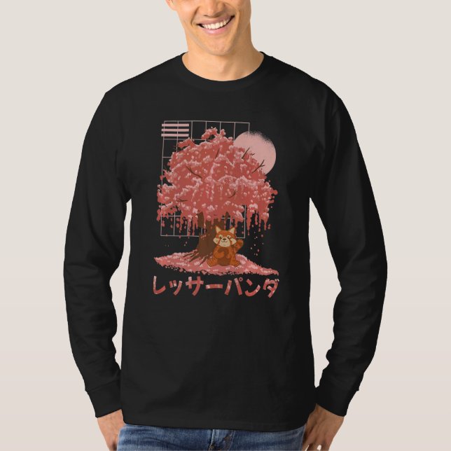 Red Panda Day Cherry Blommars Bloom Rosa Sakura Tr T Shirt (Framsida)