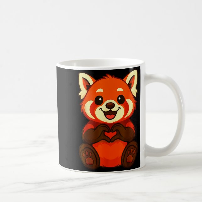 Red Panda Doing Heart With Hands Valentines Day  Kaffemugg (Höger)