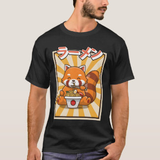 Red Panda Eating Ra Kawaii Japanese Noodles Ra T Shirt