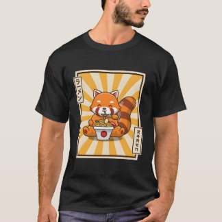 Red Panda Eating Ra Kawaii Japanska Noodles Ra T Shirt