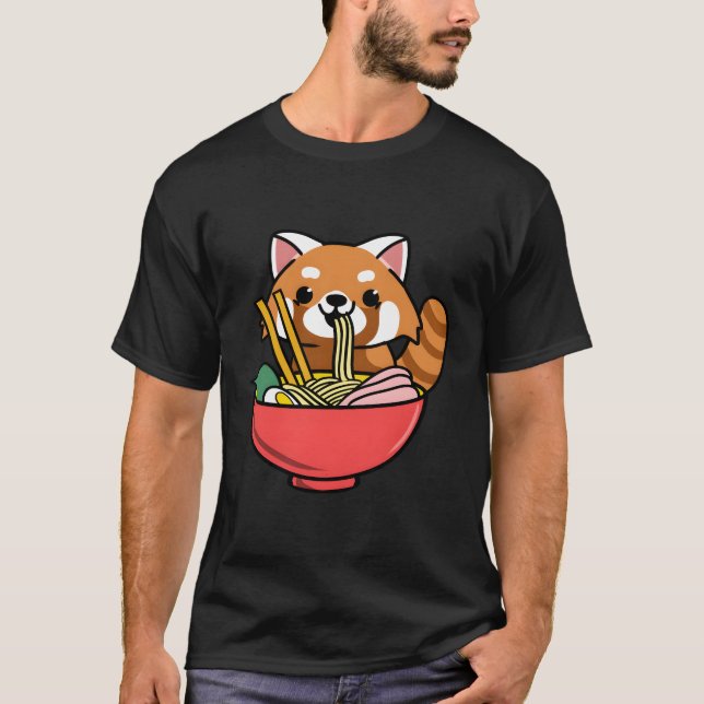 Red Panda Eating Ra T Shirt (Framsida)