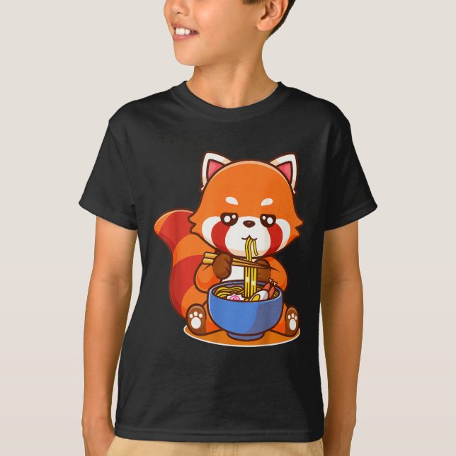 Red Panda Eating Ramen Japanese Soup Zoo Animal Zo T Shirt (Framsida)