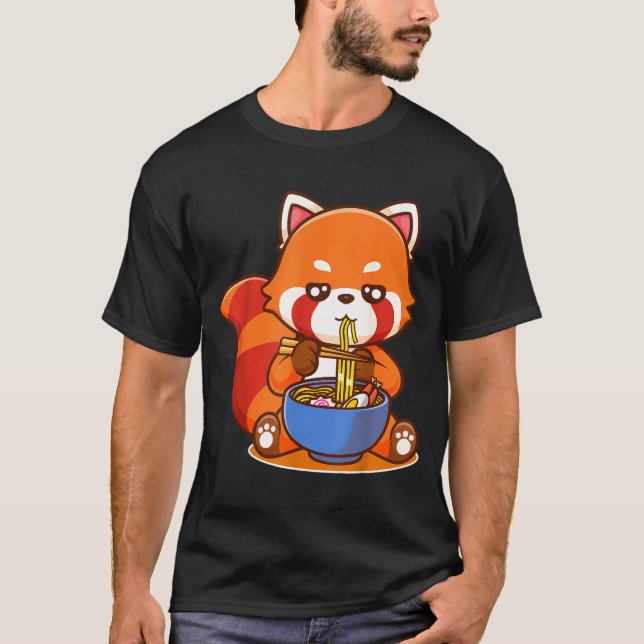 Red Panda Eating Ramen Japanese Soup Zoo Animal Zo T Shirt (Framsida)