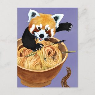 Red Panda Eating Spaghetti Vykort