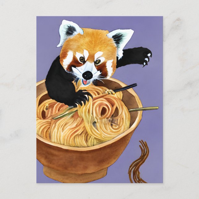 Red Panda Eating Spaghetti Vykort (Framsida)