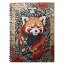 Red Panda Elegant William Morris Inspired Blommigt