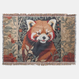 Red Panda Elegant William Morris Inspired Blommigt Filt