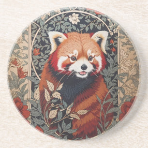 Red Panda Elegant William Morris Inspired Blommigt Underlägg