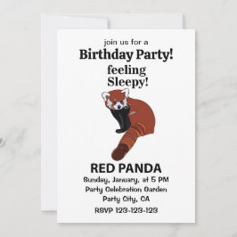 Red Panda Feeling Sömnig Red Panda Birthday Inbjudningar