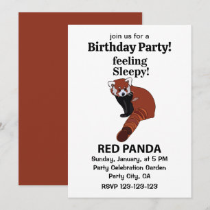 Red Panda Feeling Sömnig Red Panda Birthday Inbjudningar
