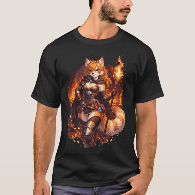 Red Panda Fire Mage T Shirt (Framsida)