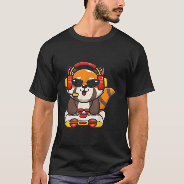Red Panda Gamer Red Pandas Animal T Shirt (Framsida)