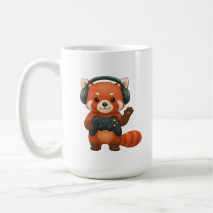 Red Panda Gamer, spelkontroll och hörlurar Kaffemugg