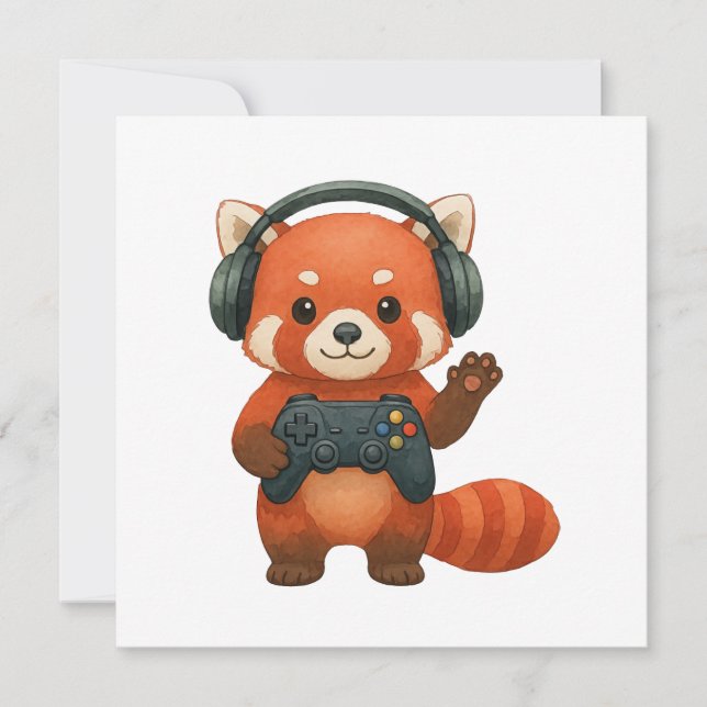 Red Panda Gamer, spelkontroll och hörlurar Meddelande (Framsida)