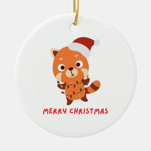 Red panda God jul Julgransprydnad Keramik (Framsidan)